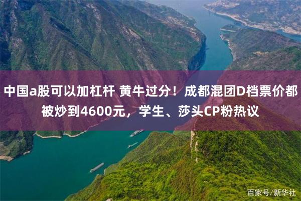 中国a股可以加杠杆 黄牛过分！成都混团D档票价都被炒到4600元，学生、莎头CP粉热议